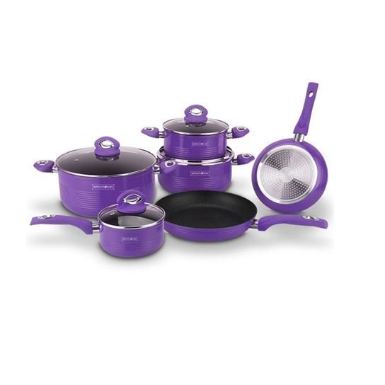 Royalty Line 10-Piece Marble Coating Cookware Set - Silver