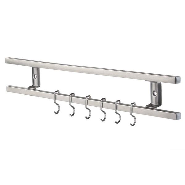 Wall Mounted Stainless Steel Magnetic Knife Holder with 6 Hooks