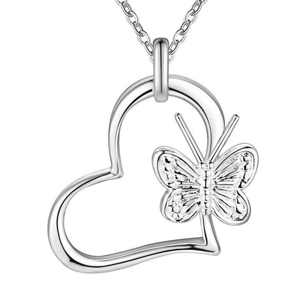 Silver Heart with Butterfly Necklace