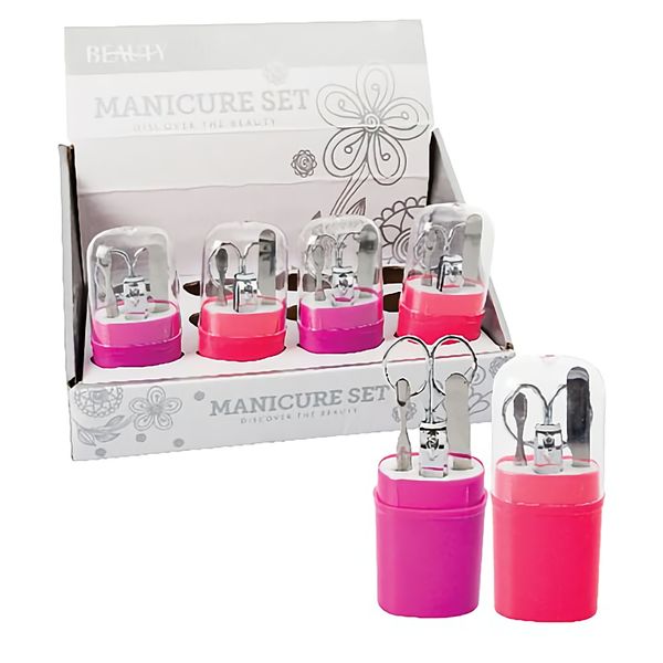 Bulk Pack x 4 Nail Manicure Set 4 Piece Set In Holder