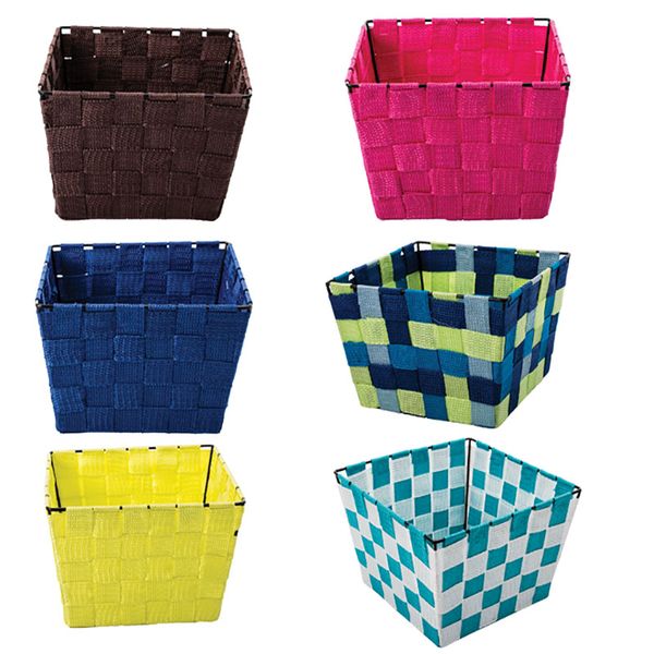 Bulk Pack x 4 Woven Nylon Storage Basket Square 20cm
