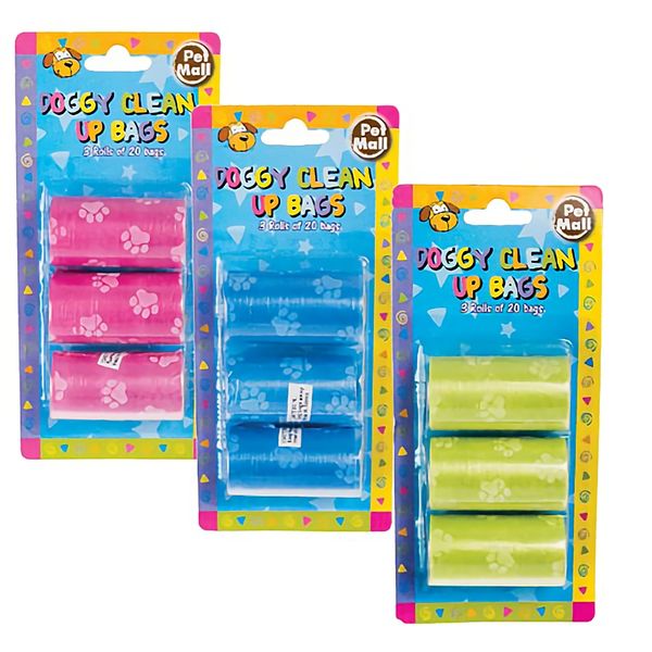 Bulk Pack x 6 Pet Dog Clean-up Bags Refill 3x20's