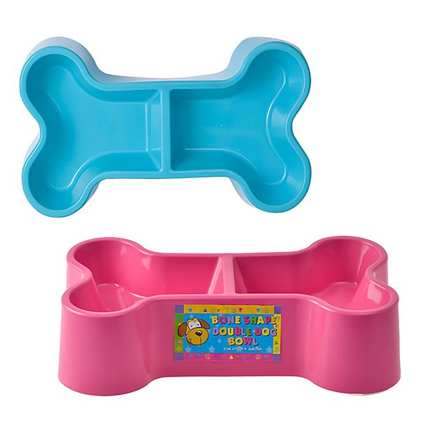 Bulk Pack x 4 Pet Dog-bowl Plastic Bone-shaped 30cm