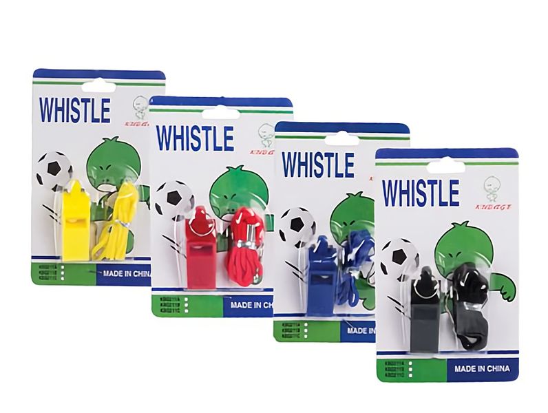 Bulk Pack x 8 Whistle Sports Plastic with String Blister