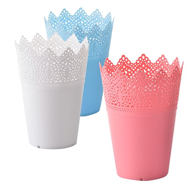 Bulk Pack X 6 Basket Plastic Lace 18cm Round Holder