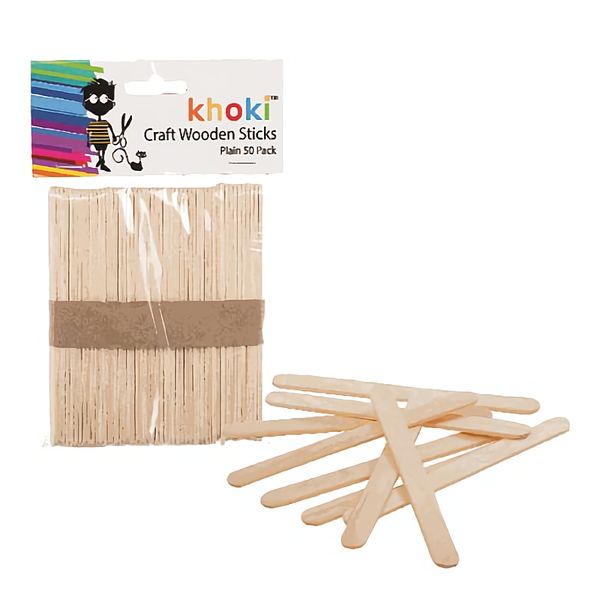 Wooden Lolly Sticks Plain 50 Piece Pack - 12 Pack