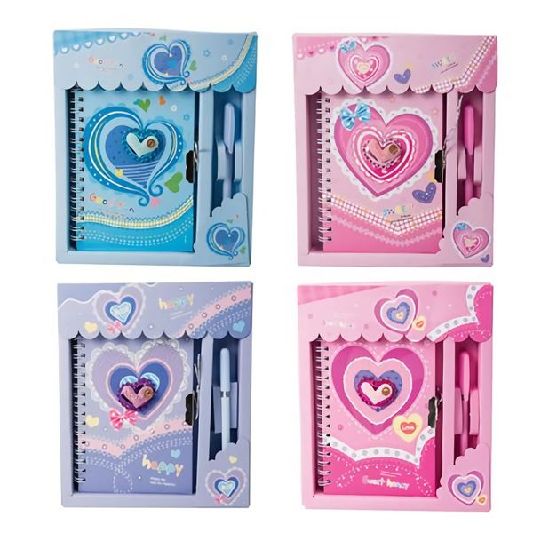 Bulk Pack x 4 Novelty Notebook With Lock And Pen