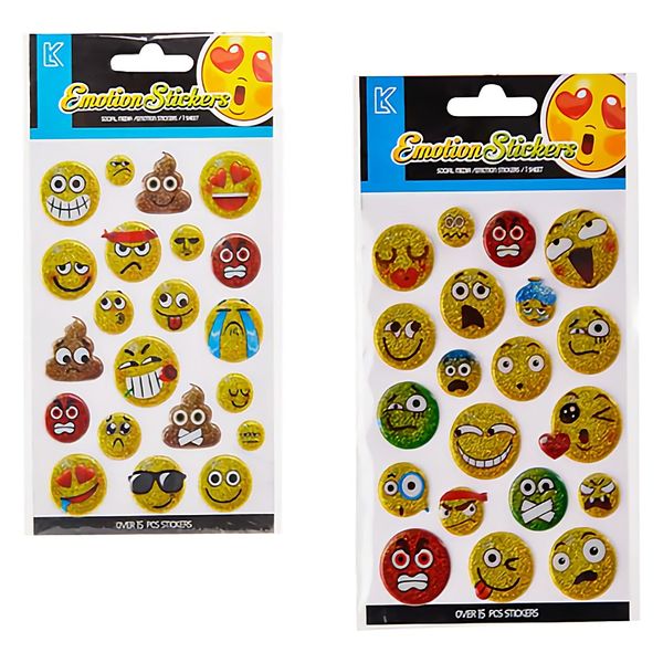 Bulk Pack x 6 Sticker Puffy Emotion With Glitter