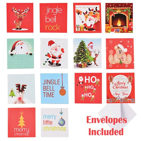 Bulk Pack x 14 Xmas Stationery Card &amp; Envelope 7cm