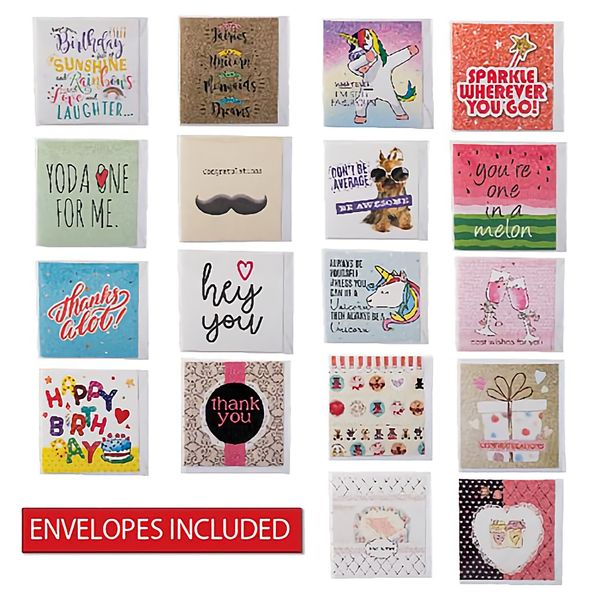 Bulk Pack x 18 Card &amp; Envelope Mini 7x7cm