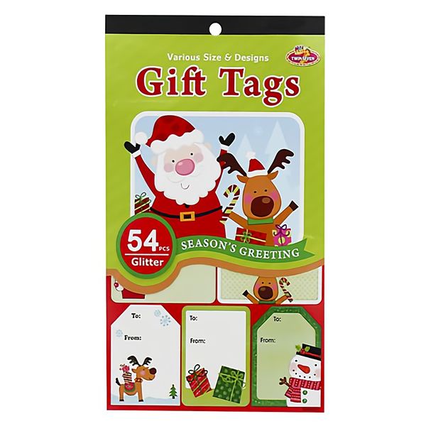 Bulk Pack x 6 Xmas Stationery Gift Tag Peel 'n Stick 54-Pack