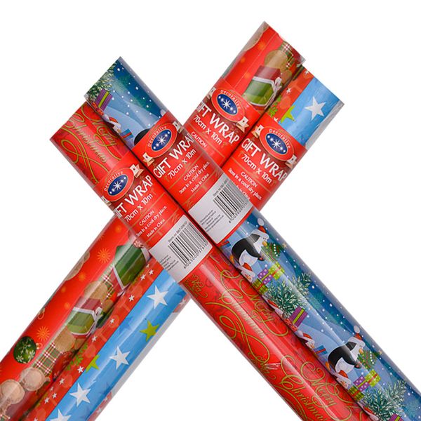 Bulk Pack x 4 Xmas Stationery Gift Wrap 10mx700mm