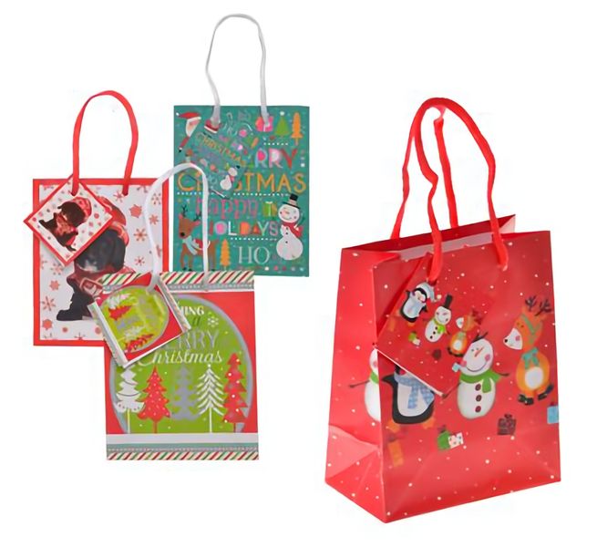 Bulk Pack x 12 Xmas Stationery Gift Bag Small 11x13.5cm