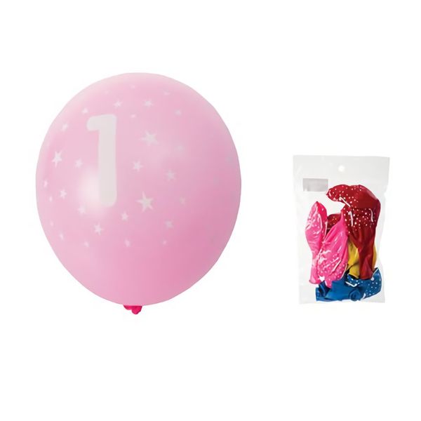 Bulk Pack x 6 Balloons Helium 8-Pack Printed Number 1
