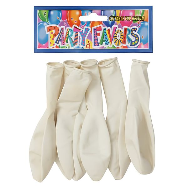 Bulk x 6 Balloons Helium 6-Pack White