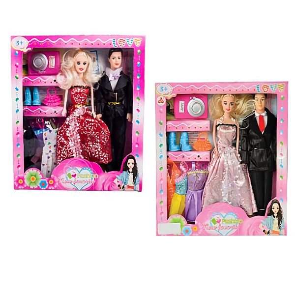 Bulk Pack x 2 Doll Med 29cm Couple &amp; Dress Set