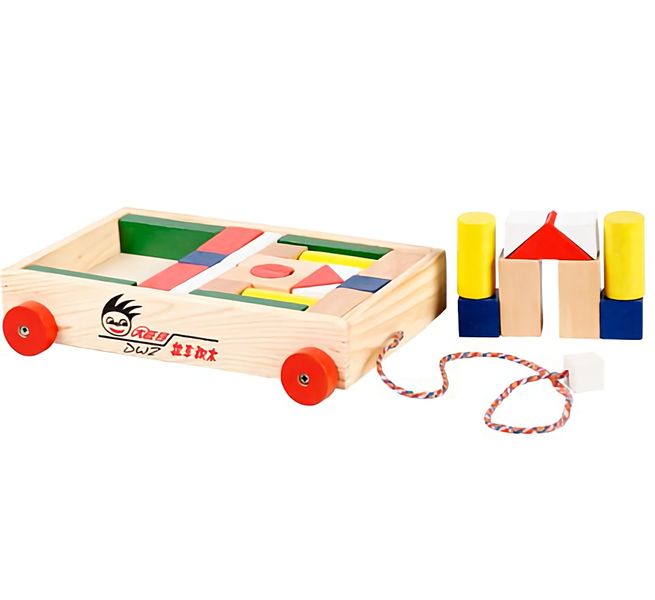 Bulk Pack x 2 Edu Blocks Wooden Wagon 32 Piece