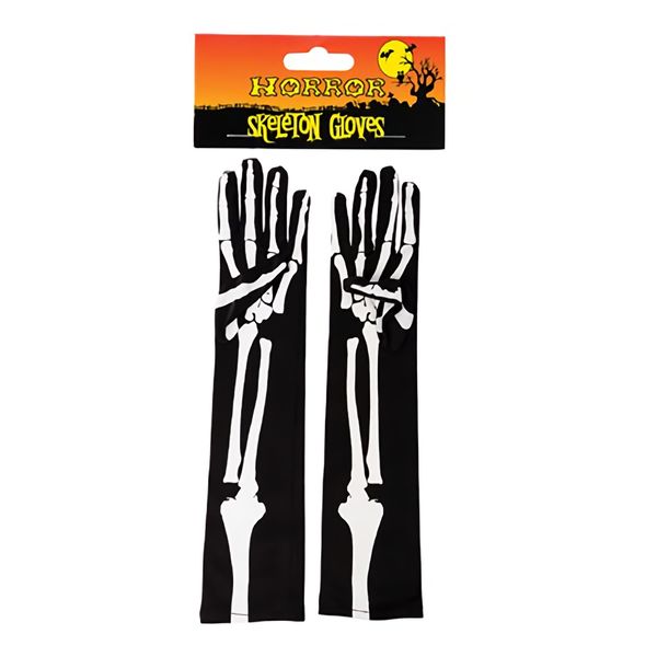 Bulk Pack x 2 Dress Up Accessories Gloves Skeleton Long