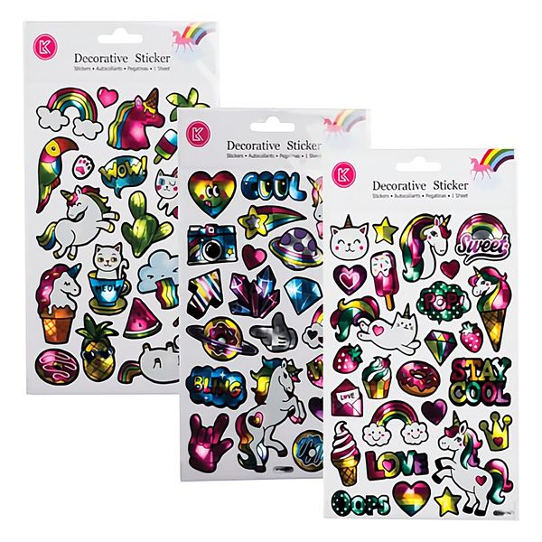 Bulk Pack x 6 Sticker Laser Unicorn