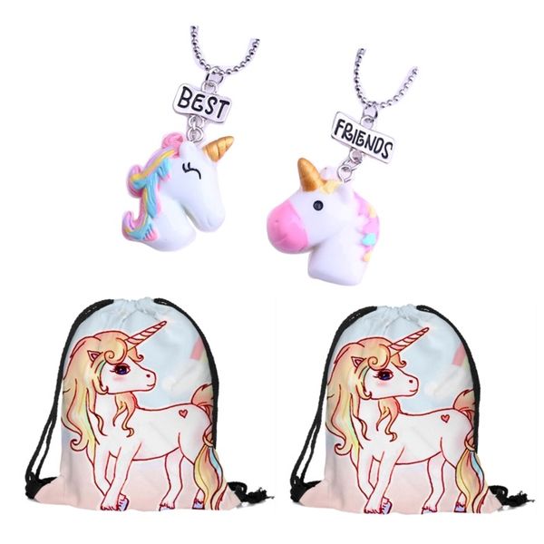 Unicorn BFF Necklace &amp; 2 Bags Pastel