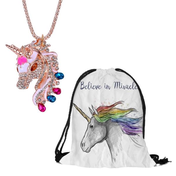 Unicorn Jewel Necklace &amp; Bag