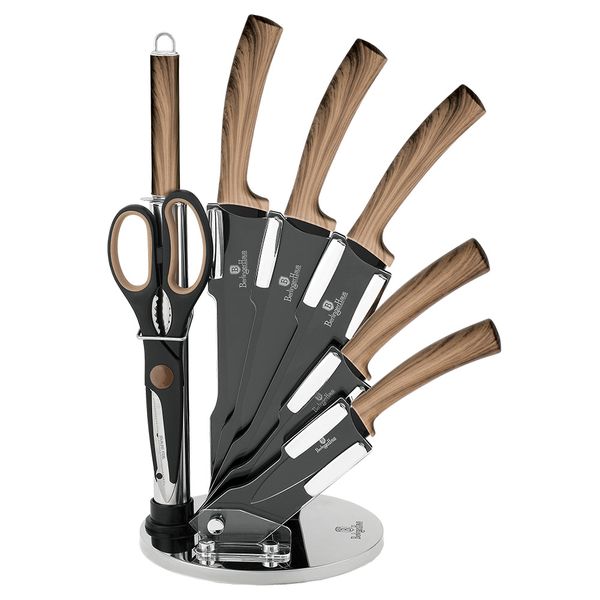 Berlinger Haus 8-Piece Diamond Coating Knife Set with Stand - Light Forest