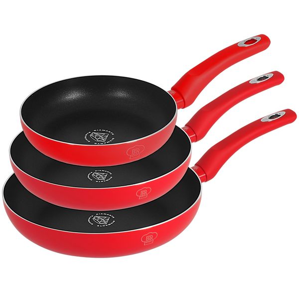 Blaumann 3-Piece Diamond Coating Frypan Set - Red Diamond Collection