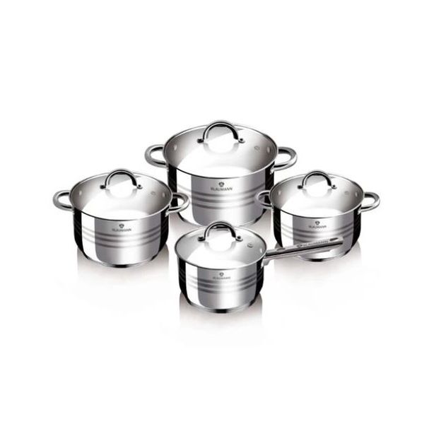 Blaumann 8-Piece Stainless Steel Jumbo Cookware Set - Gourmet Line