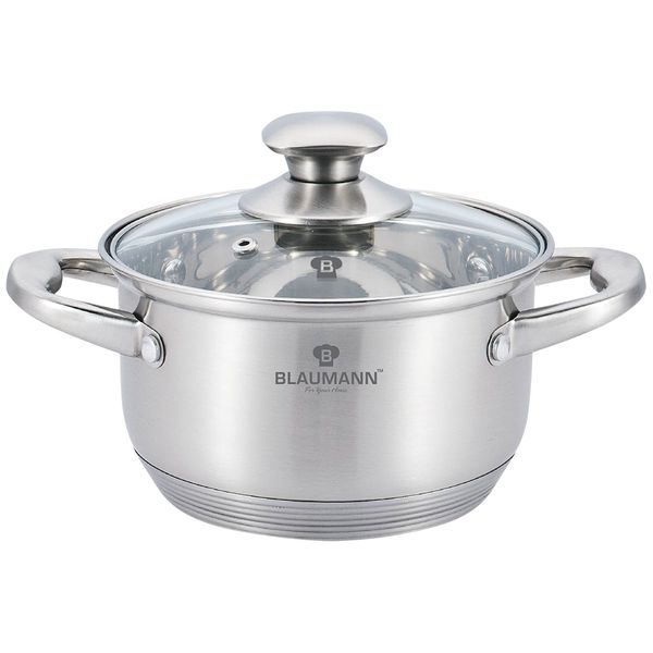 Blaumann 24cm Stainless Steel Casserole Pot - Satin Gourmet Line