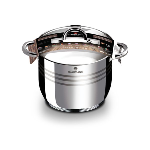 Blaumann 24cm Stainless Steel Stock Pot - Gourmet Line