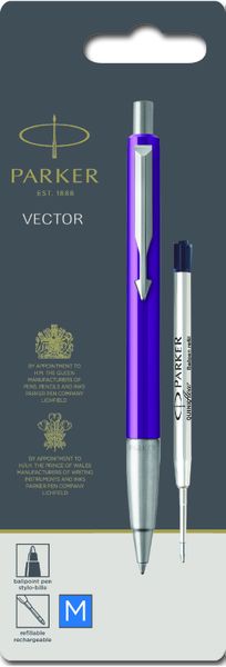 Parker Vector Ballpoint Pen - Purple Barrel Chrome Trim