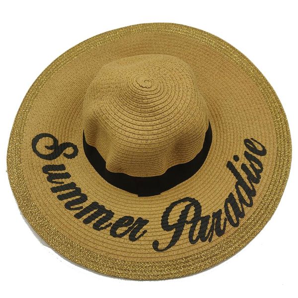 Summer Sun Straw Hat with Writing - Summer Paradise