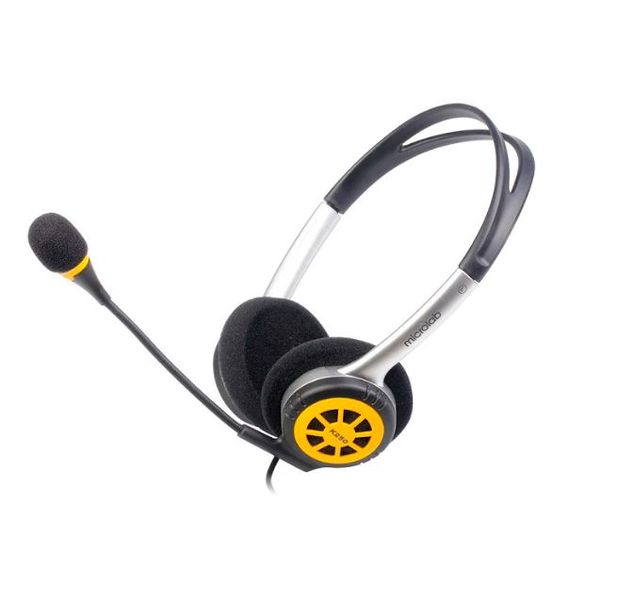 Microlab K250 3.5mm Audio Headset with Boom Microphone-BK/YW