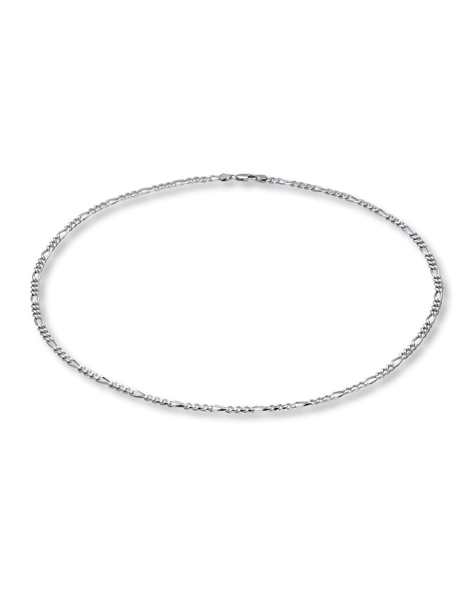 Miss Jewels 925 Sterling Silver 45cm Extra Flat Figaro Style Necklace