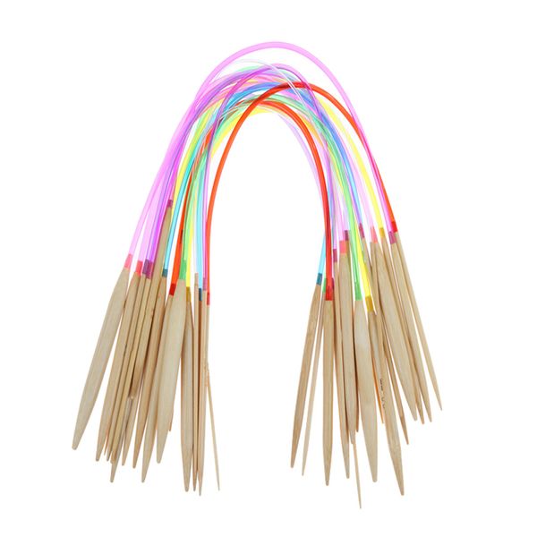 18 Sizes Circular Bamboo Knitting Needles With Colorful Tube