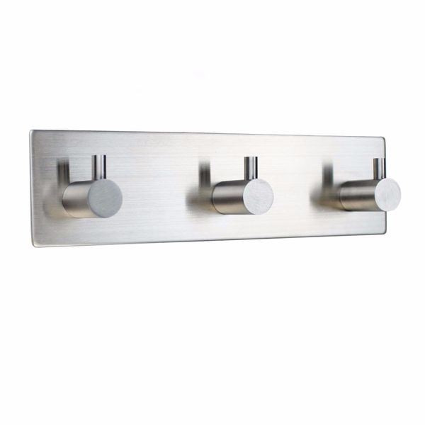 Stainless Steel Self Adhesive Hook Key Rack - 3 Hooks