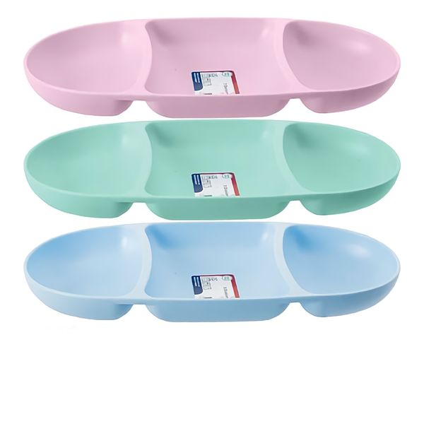Bulk Pack x 6 Snack Dish Plastic 3-Division 33x14x3cm