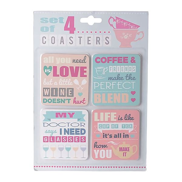 Bulk Pack x 6 Coaster-Set Modified Sentiment 10x10cm