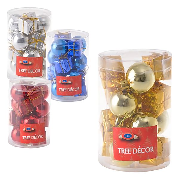 Bulk Pack x 4 Xmas Tree Decor Balls &amp; Gift Box 16-Pack