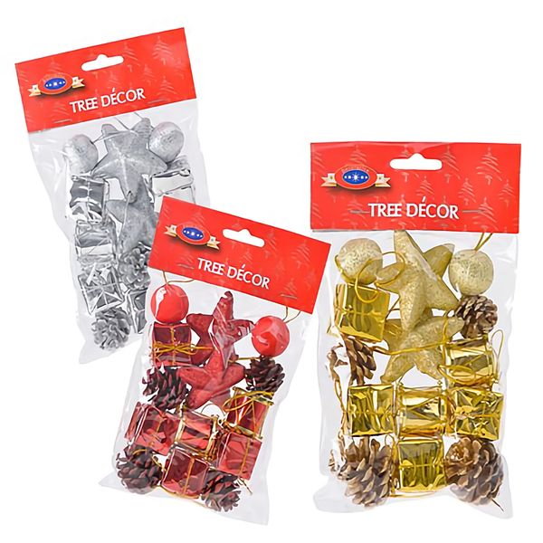 Bulk Pack x 6 Xmas Tree Decor Ball, Box, Cone 14 Piece Set