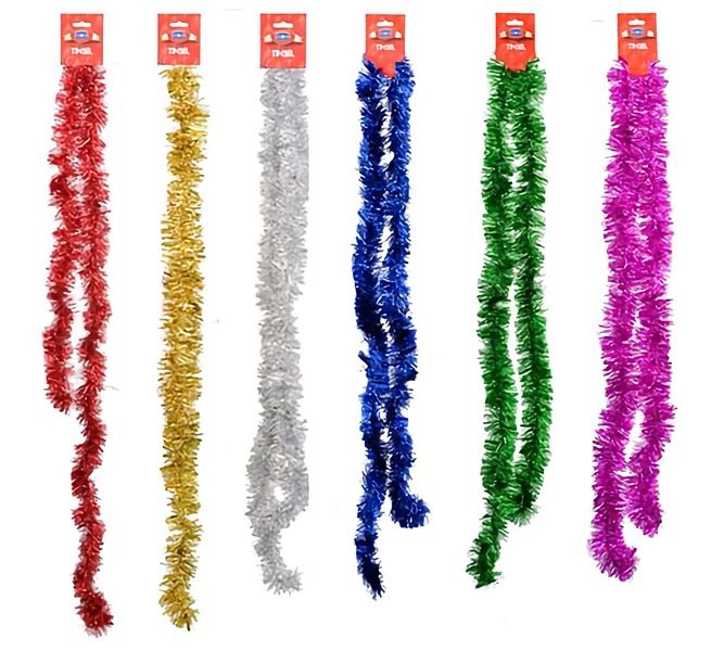 Bulk Pack x 12 Xmas Garland Tinsel 7cmx2m