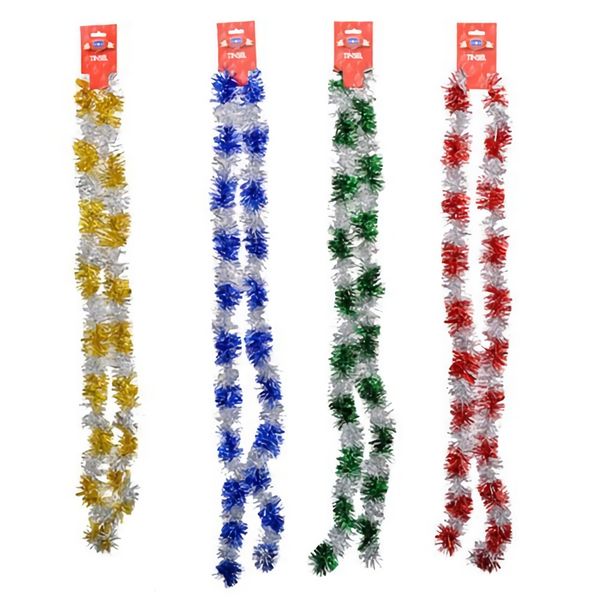 Bulk Pack x 8 Xmas Garland Tinsel 6cmx2m Two-tone