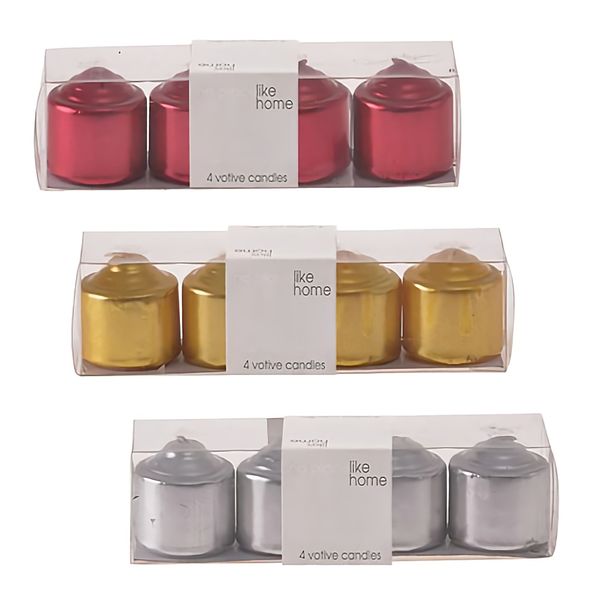 Bulk Pack x 6 Candle Votive 4Piece Metallic