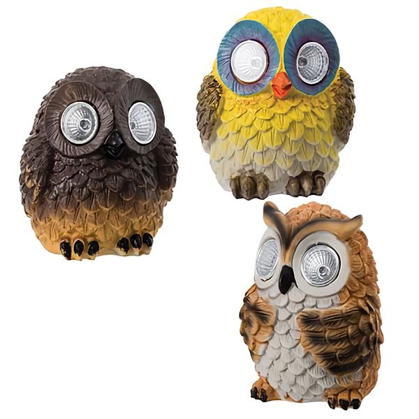 Bulk Pack x 6 Ornament Solar Light Animal Owl 12cm