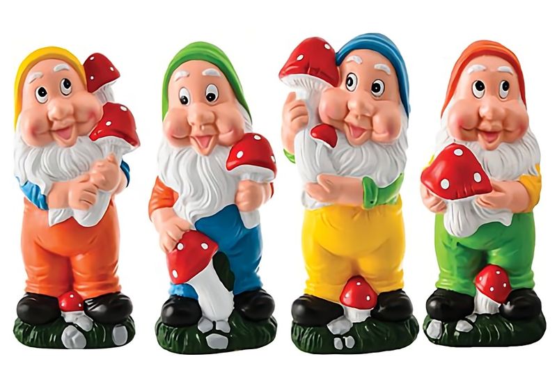 Bulk Pack x 4 Ornament Gnome With Mushroom 29cm