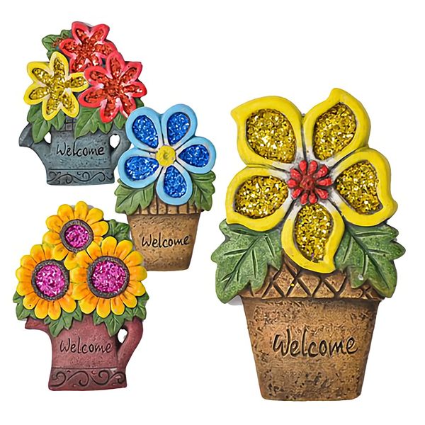 Bulk Pack x 4 Ornament Stone Flowerpot 14x10cm