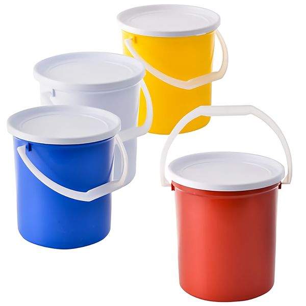 Bulk Pack x 4 Bucket Plastic 5l With Lid
