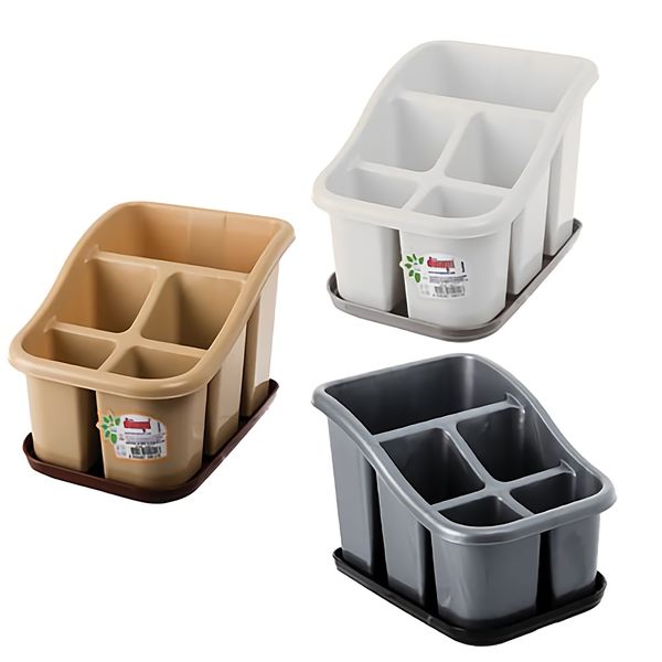 Bulk Pack x 3 Cutlery Drainer Plastic 5-Division With Drip Tray