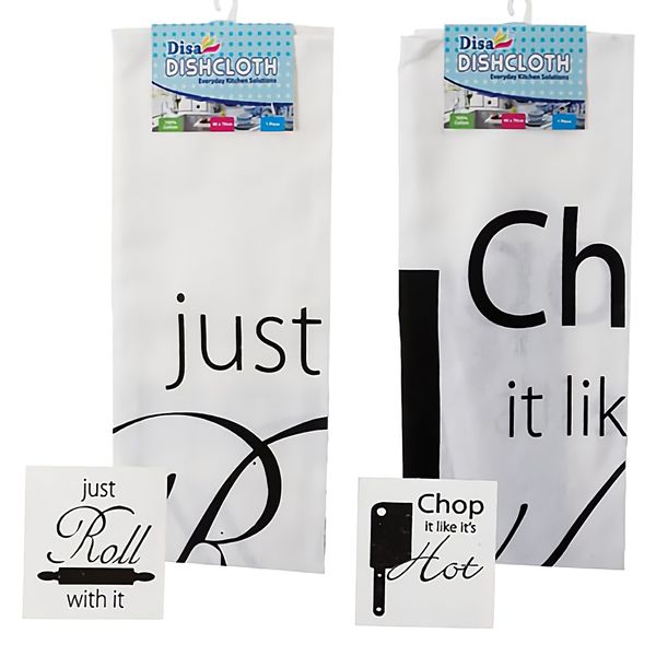 Bulk Pack x 6 Dish Cloth Printed 40x70cm