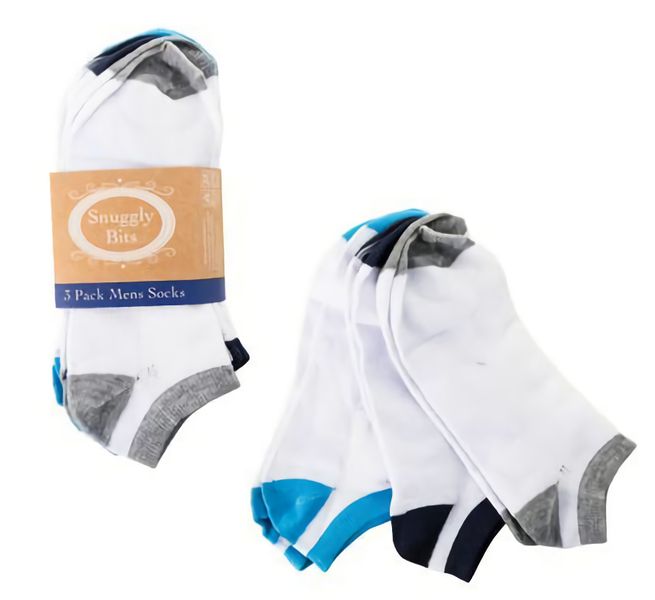 Bulk Pack X 6 Pair Socks Men Anklet Colour Heel &amp; toe. 3-Pack.